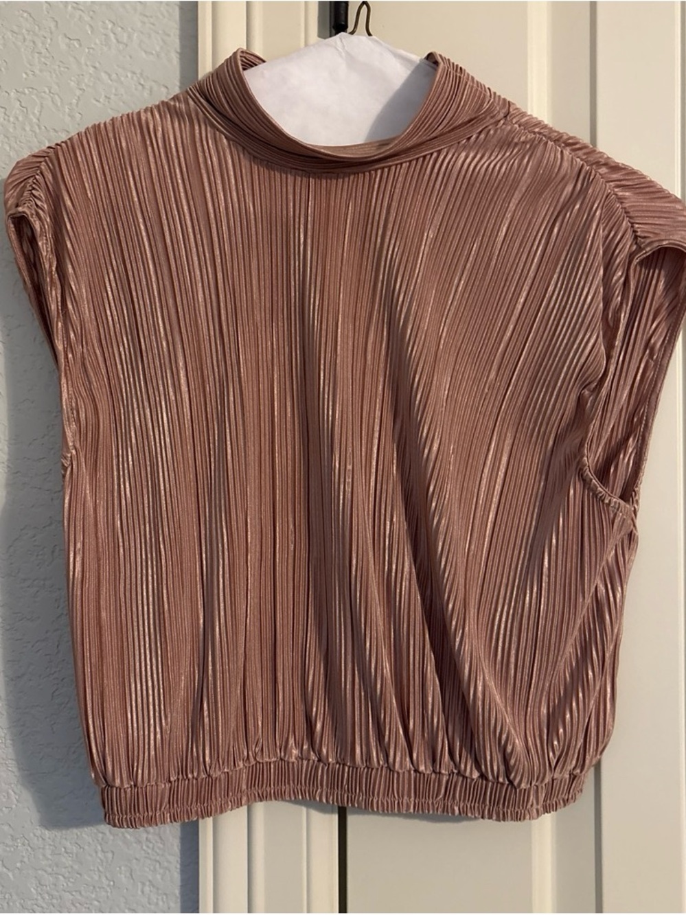 Pleated Mock Neck Women's Top